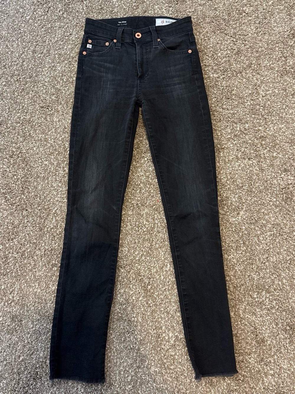 Ag Adriano Goldschmied Black Skinny Jeans with Copper-Tone Hardware
